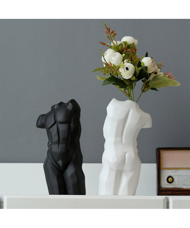 Abstract Male Body Vase – Minimalist Ceramic Torso Sculpture