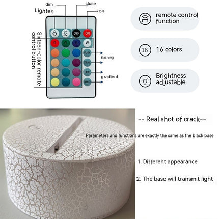Acrylic 3D Small Night Lamp Colorful Touch Remote