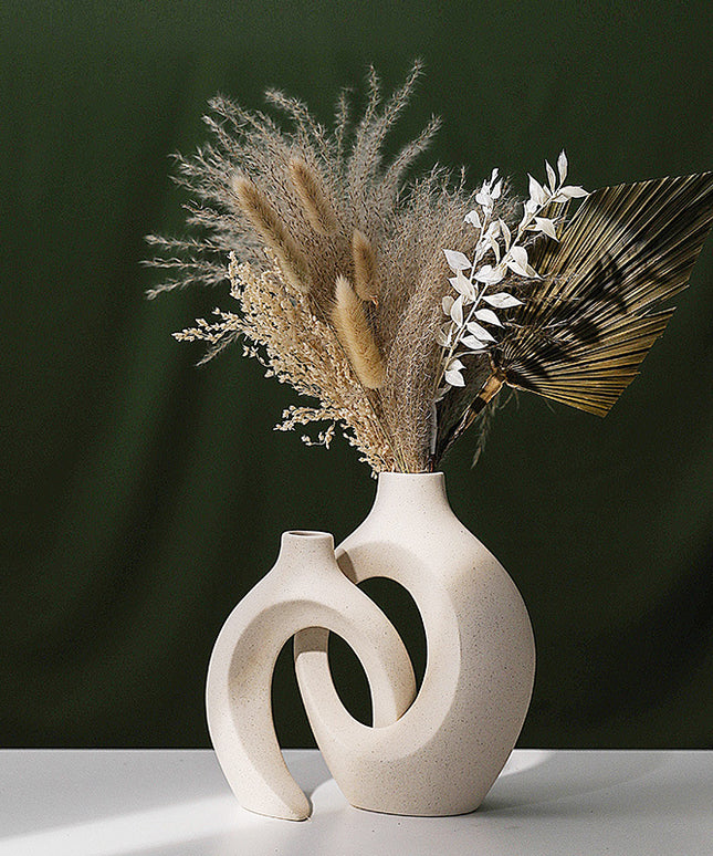 Interlocking Loop Ceramic Vase | Modern Sculptural Home Décor