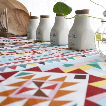 Colourful Cotton Hemp Tablecloth – Plant & Floral Dining Cover | Ikeame