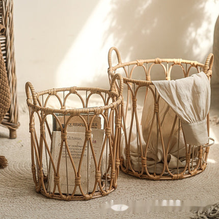 Rattan Laundry Basket Open Weave Woven Storage Basket