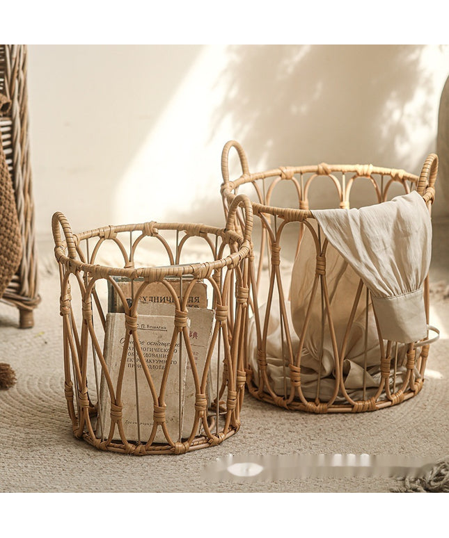 Rattan Laundry Basket Open Weave Woven Storage Basket