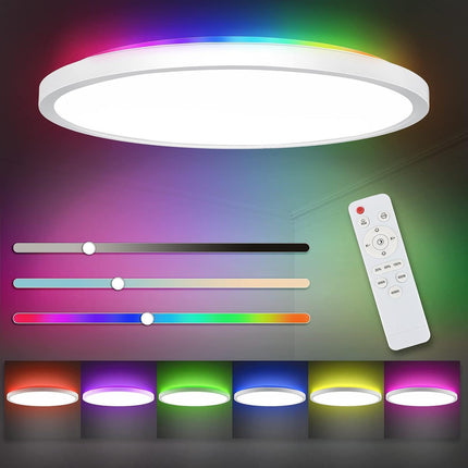 Modern Ceiling Light with Remote Control – 24W Round LED (29cm, White or Black Frame, 4 Styles)