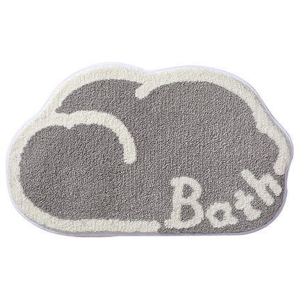 Cloud-Shaped Absorbent Bathroom Mat — Blue or Grey (45 × 75 cm)