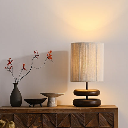 Solid Wood Table Lamp with Seiko Shade – Rustic Modern | Walnut or Light Wood