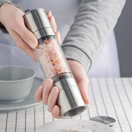 2-in-1 Salt and Pepper Grinder – Manual Stainless Steel Adjustable Mill