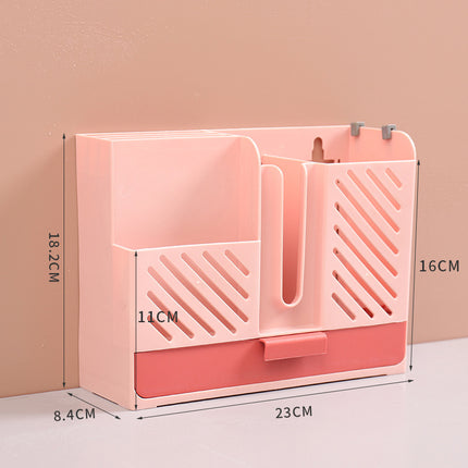 Punch-Free Kitchen Tableware Rack – Utensil Storage with Drip Tray | Dark Blue, Grey White, Pink, Green