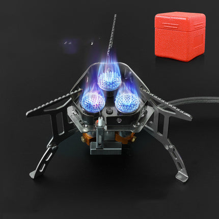 Outdoor Portable Windproof Camping Stove – 3-Headed Butane Furnace | 2-Minute Boil Time