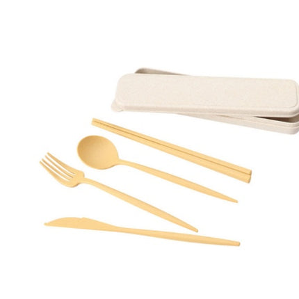 Travel Tableware Set 🍴 – Wheat Straw, 4 Colours, Eco-Friendly