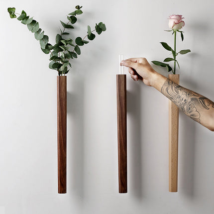 Japanese Wall Hanging Vase – Wooden Hydroponic Flower Display