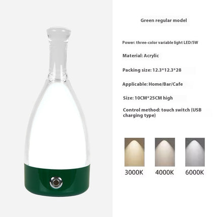 Portable Wine Decanter Lamp – LED Touch Dimming Light with Optional Leather Strap (8 Base Colours)
