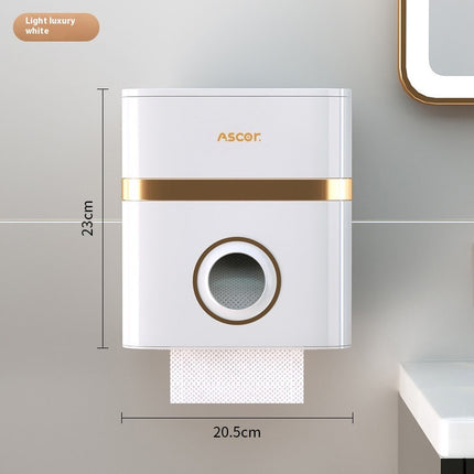 Waterproof Toilet Roll Holder & Storage Rack — Double Layer, Punch Free
