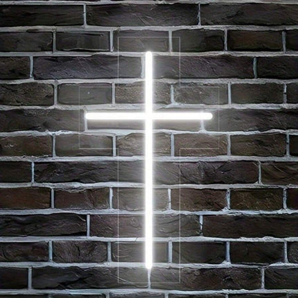 Neon Cross Ambience Light – USB Powered LED Décor (23cm or 40cm)
