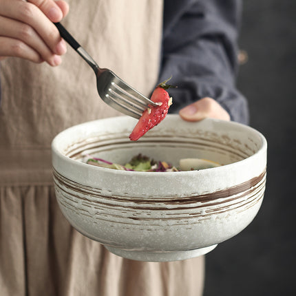 Exquisite Ceramic Bowls – Luxury Brushed Blue/White/Brown, Dishwasher & Microwave Safe | Ikeame