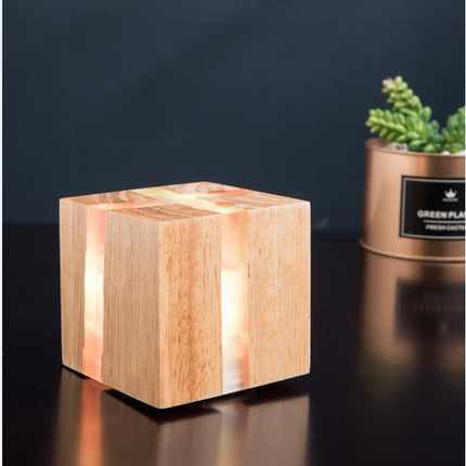 Solid Wood Cube Wall Lamp – Nordic Crack Effect Lighting | Ikeame