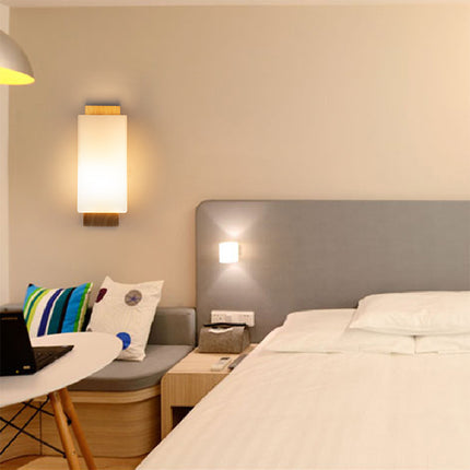 Nordic Wood & Glass Wall Light – Modern Minimalist Lamp