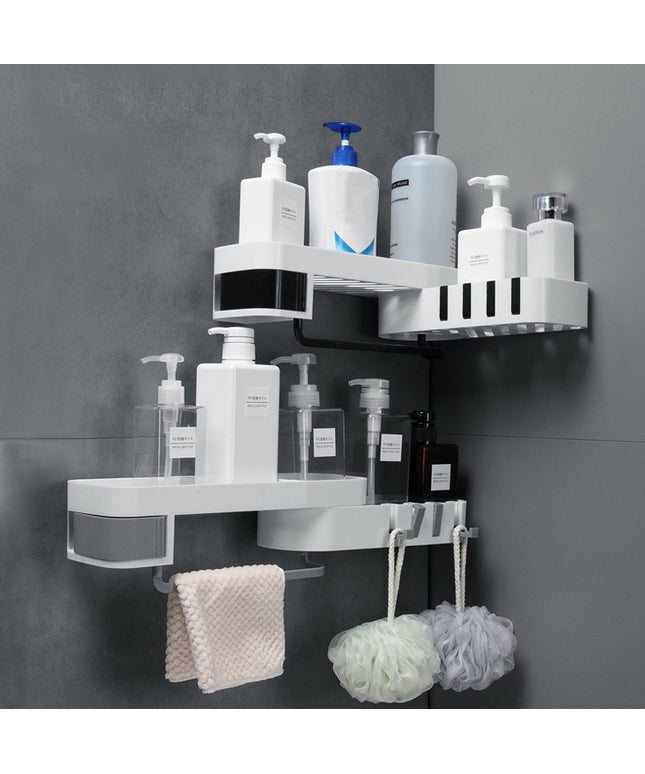 Bathroom Kitchen Corner Shelf Creative Double-layer Dtorage Rack Multi-function Storage Shelf Seamless Wall-mounted