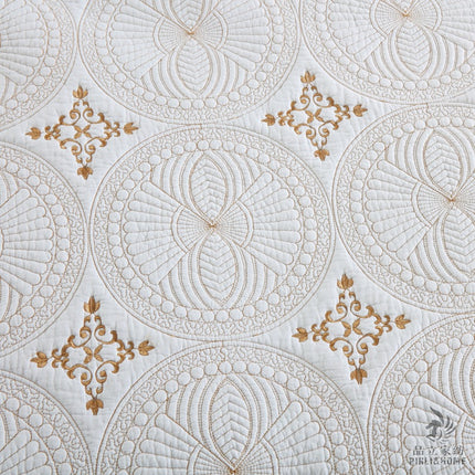 European Cotton Embroidered Bedspread | King Size Quilted Cover