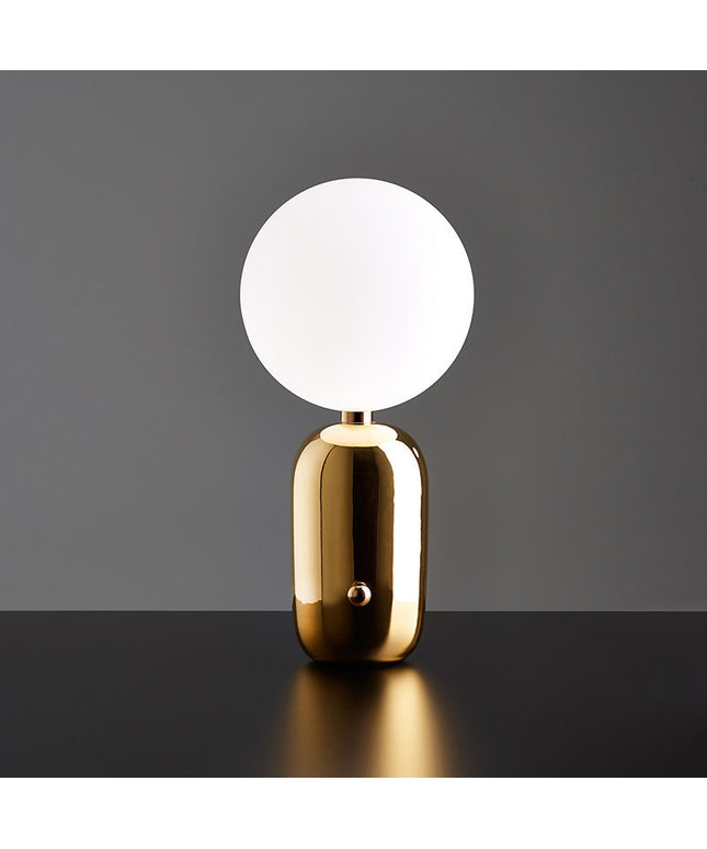 Post-Modern Nordic Table Lamp – Sphere Light with Gold Base (Warm Light, Multiple Sizes)