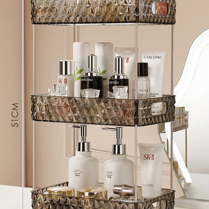 Luxury Bathroom Trolley Storage Rack – Transparent Diamond Design | Ikeame