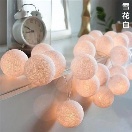 Cotton Ball String Lights – Colourful Festival Decoration (Battery or USB) | Ikeame