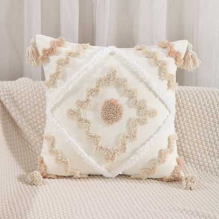 Bohemian Tufted Cushion Cover | Geometric Tassel Pillow