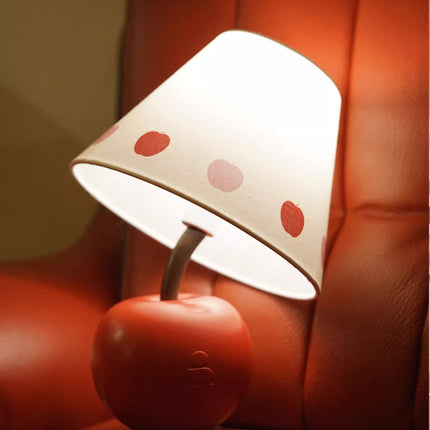 Red Apple Table Lamp – Acrylic Base with Striped or Cream Shade | 24×31cm