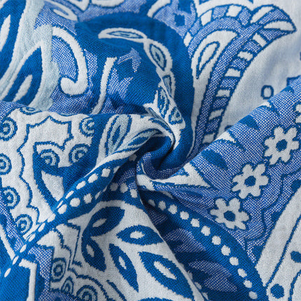 Blue Paisley Cotton Throw | Tassel Blanket