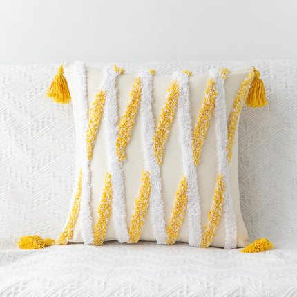 Bohemian Tufted Cushion Cover | Geometric Tassel Pillow