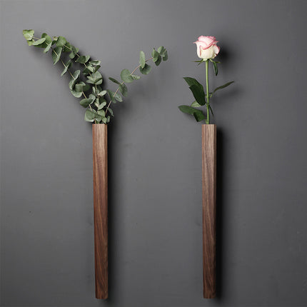 Japanese Wall Hanging Vase – Wooden Hydroponic Flower Display