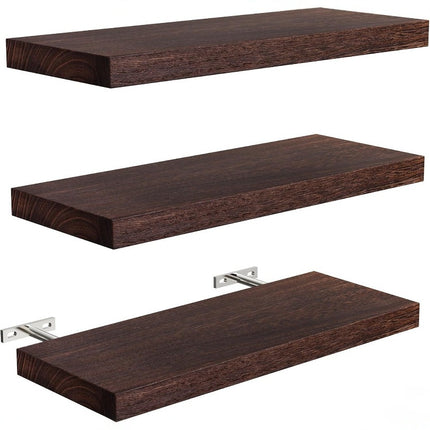 Floating Paulownia Wood Wall Shelves – Set of 3 (40 × 15 cm)