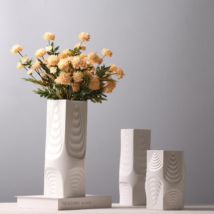 Nordic Geometric Ceramic Vase – Square & Hexagon Minimalist Design