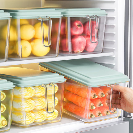 Refrigerator Food & Vegetable Preservation Storage Box – Large Capacity | Clear with Lid, Pastel Yellow or Green