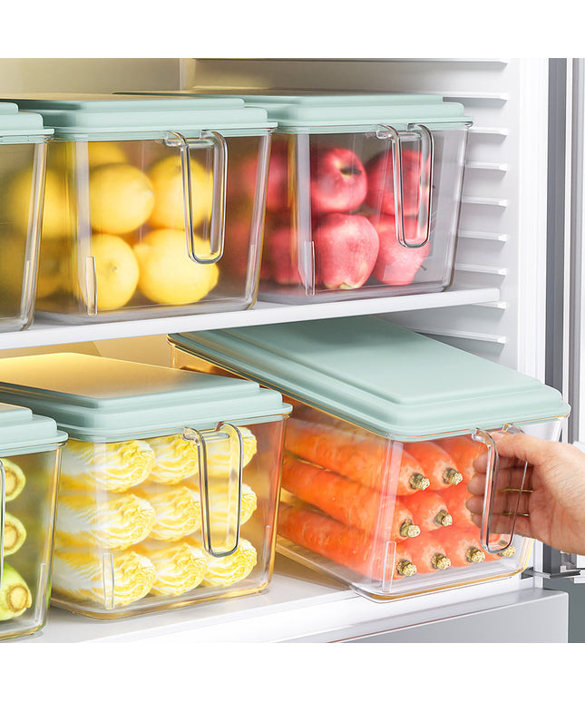 Refrigerator Food & Vegetable Preservation Storage Box – Large Capacity | Clear with Lid, Pastel Yellow or Green