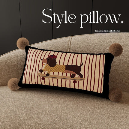 🐶 Skateboard Puppy Cushion Cover – With Fun Bobble Tassels | Multiple Sizes