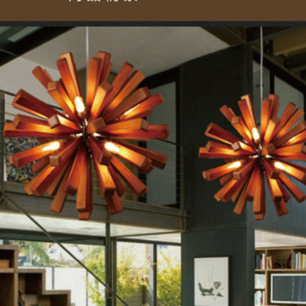 Nordic Solid Wood Designer Chandelier – Sculptural Lighting | 52cm