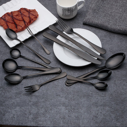 Black Stainless Steel Cutlery 🍽️ – 30-Piece Modern Dining Set