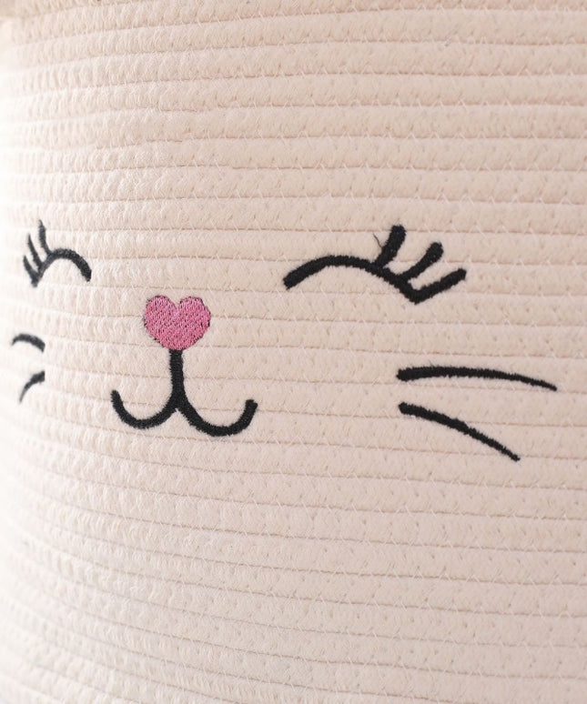 Cat Face Storage Basket - Cotton Rope Cute Organiser