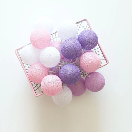Cotton Ball String Lights – Colourful Festival Decoration (Battery or USB) | Ikeame