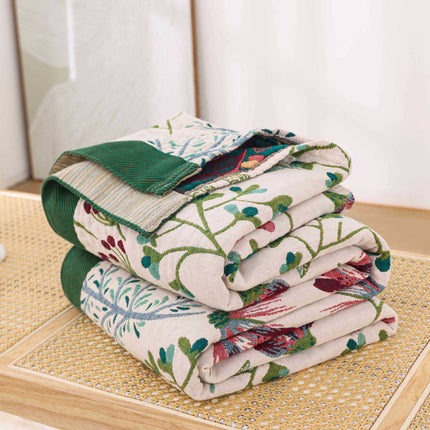 Cotton Gauze Floral Blanket | Lightweight Summer Throw