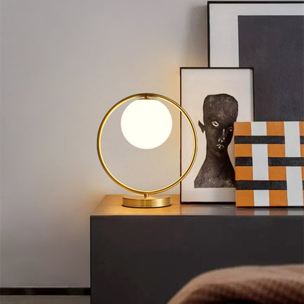 Planet-Inspired Loop & Pendant Table Lamp – Antique Bronze or Black | 30×32cm