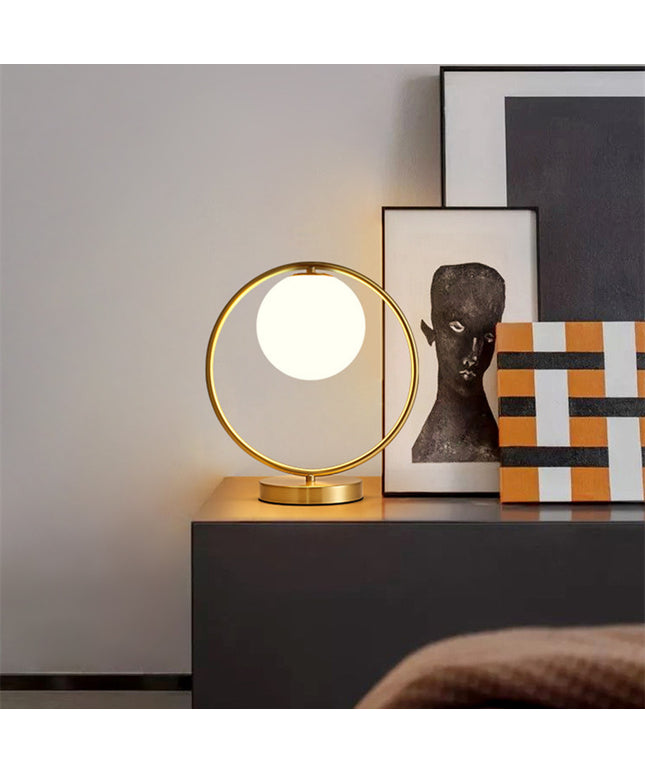 Planet-Inspired Loop & Pendant Table Lamp – Antique Bronze or Black | 30×32cm