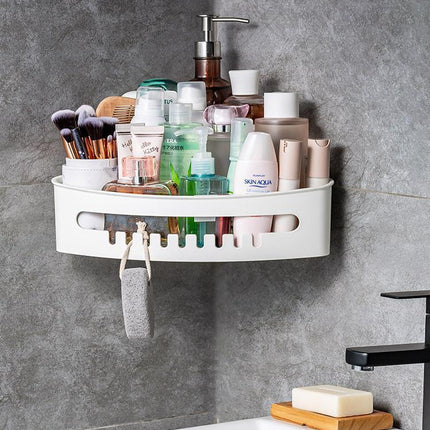 No-Drill Wall Hanging Bathroom Shelf with Double Hook