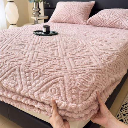 Embossed Velvet Fitted Sheet | Luxury Milk Fibre Cover