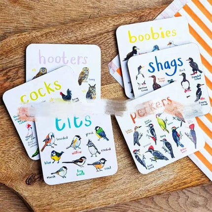 Funny Bird Pun Coasters Set | Novelty Drink Mats