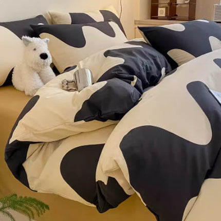 4-Piece Bedding Set – Flat or Fitted Sheets in 3 Designs (Single/Double) | Ikeame