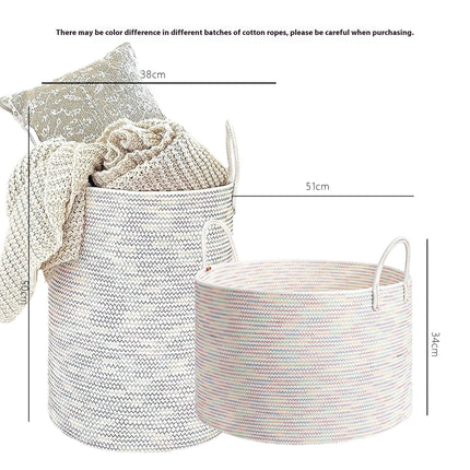 Cotton Rope Storage Basket - Large Woven Organiser in 9 colours (single or set)