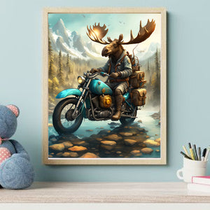 Funny Animal Bathroom Wall Art | Cat & Moose Canvas Posters