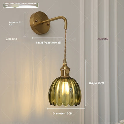 Retro Copper Glass Flower Wall Light – Single Head | Multiple Colours