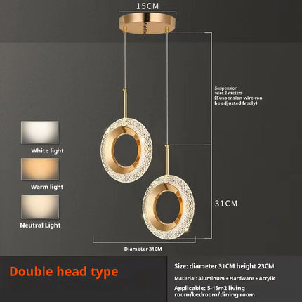Light Luxury Bedroom Bedside Chandelier Modern Minimalist Long Line Small Droplight